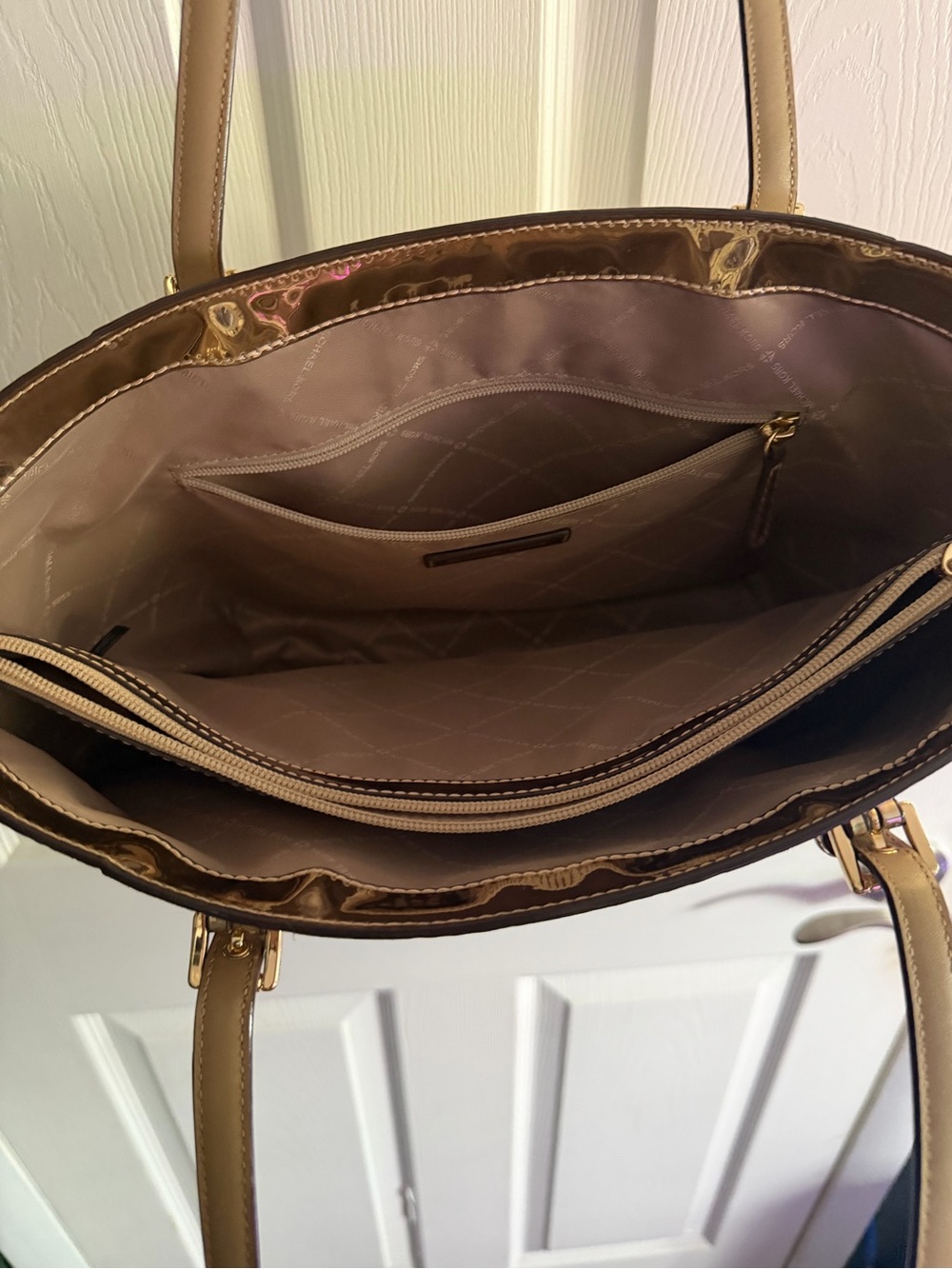Michael Kors Iridescent Metallic MK-Embossed Tote - Picture 7 of 14